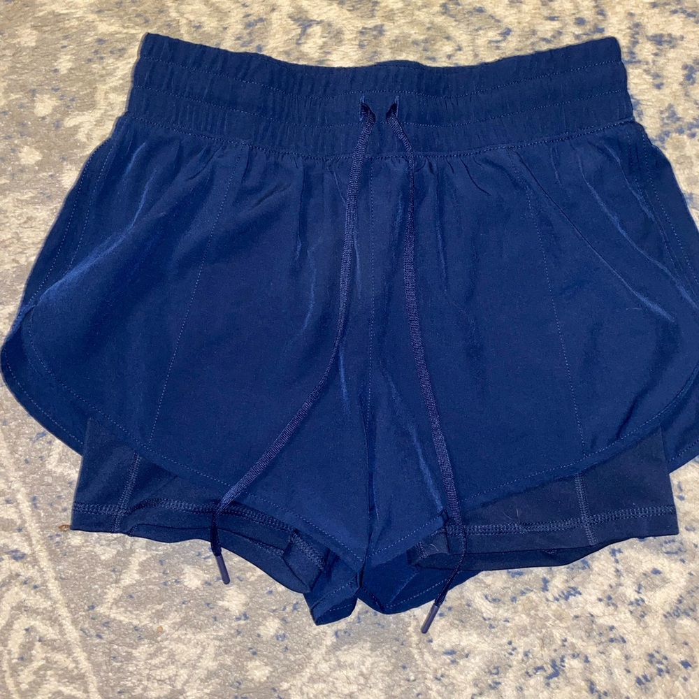 Women’s Navy Drawstring Running Shorts with Liner